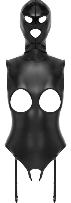 Bad Kitty – Open Cup Body met Hoofdkap – Zwart