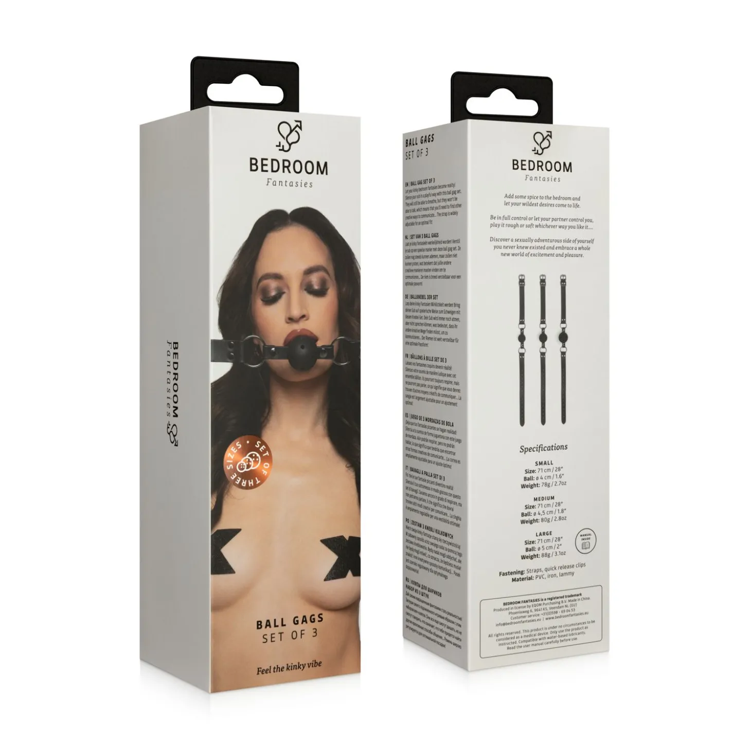 Bedroom Fantasies - Set van 3 Ball Gags - Zwart