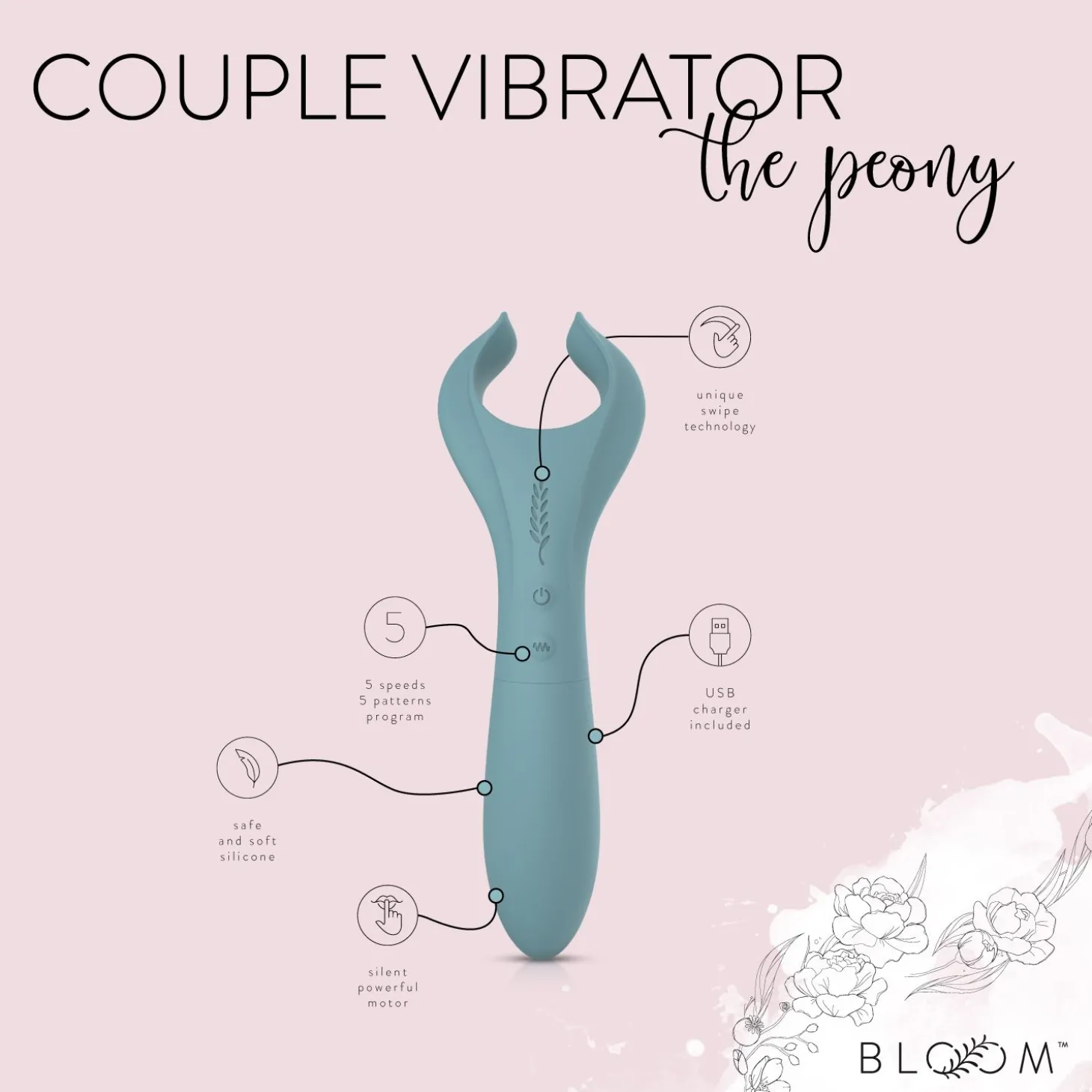 Bloom - The Peony Koppel Vibrator - Dubbele Vibratie