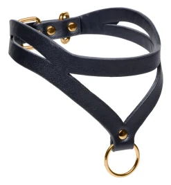 Bondage Baddie Collar Met O-ring - Zwart/Goud