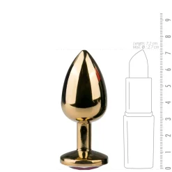 Buttplug met ronde steen - Goud/Roze