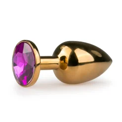 Buttplug met ronde steen - Goud/Roze