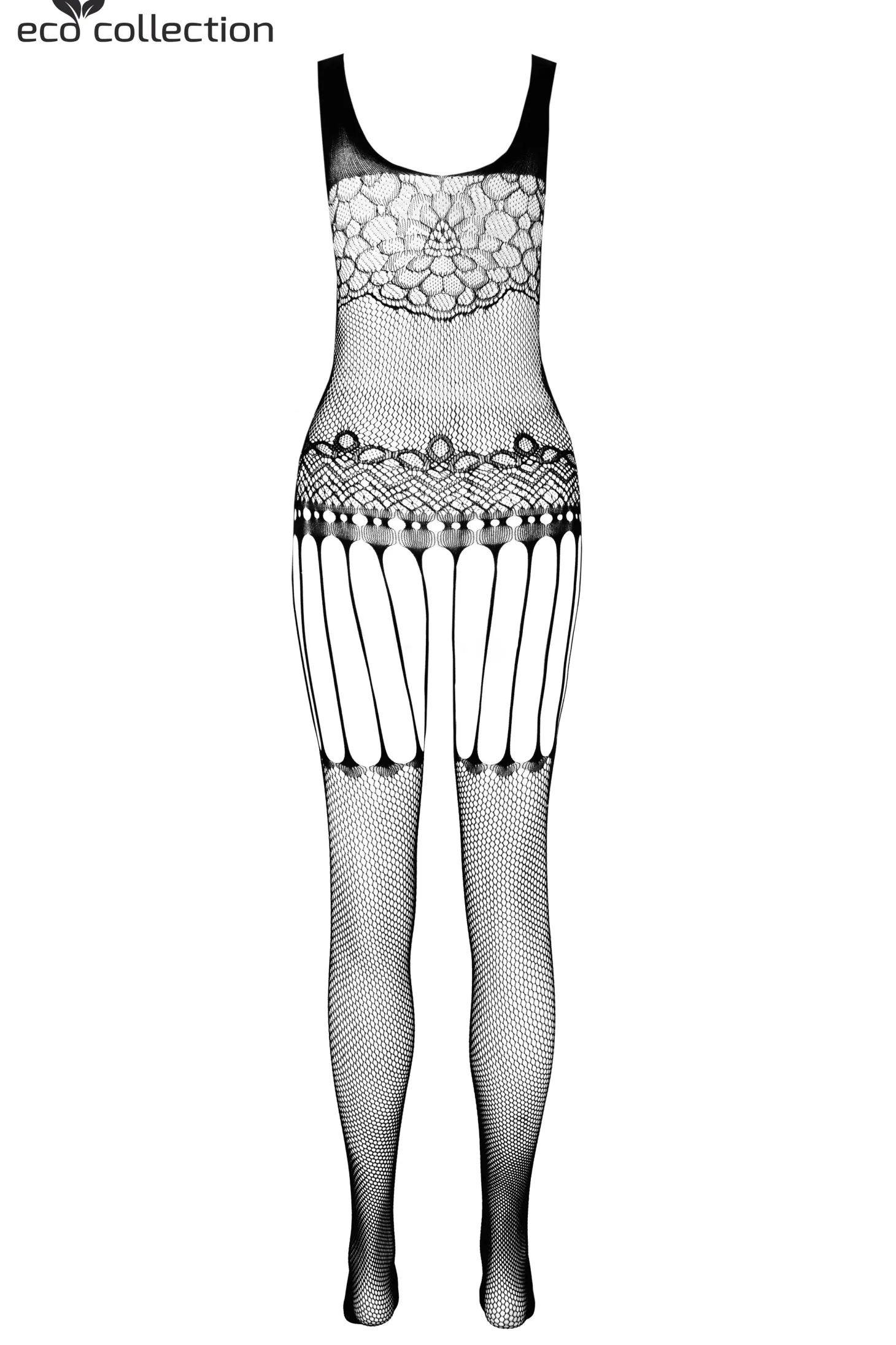 Catsuit met open onderkant zwart