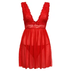 Christine - Babydoll & String Lieve - Rood