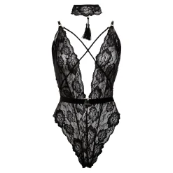 Christine - Exclusieve body met open kruis Aliah - Zwart