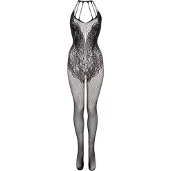 Christine - Gebloemde Catsuit met open kruis Amara - zwart