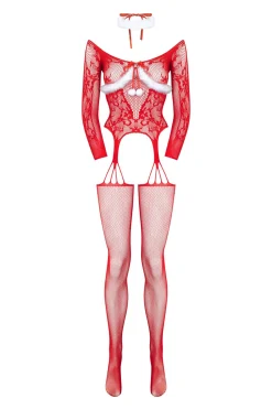 Christine - Jingle Belle Open Crotch Bodystocking