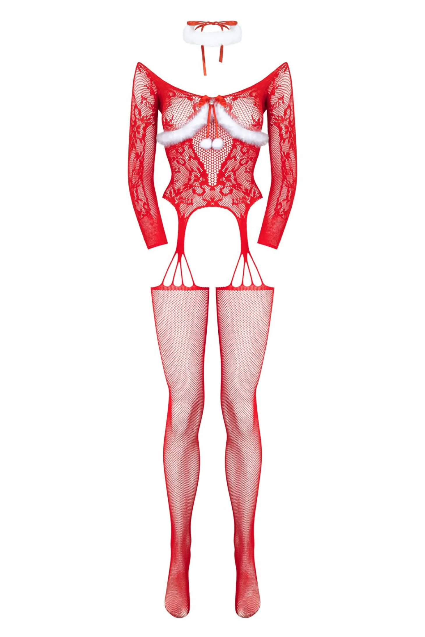Christine - Jingle Belle Open Crotch Bodystocking