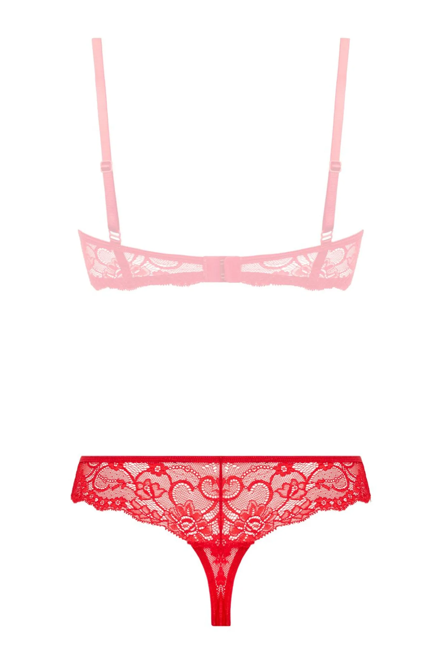 Christine - Kanten String Met Open Kruisje Marzia - Rood