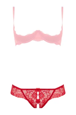 Christine - Kanten String Met Open Kruisje Marzia - Rood