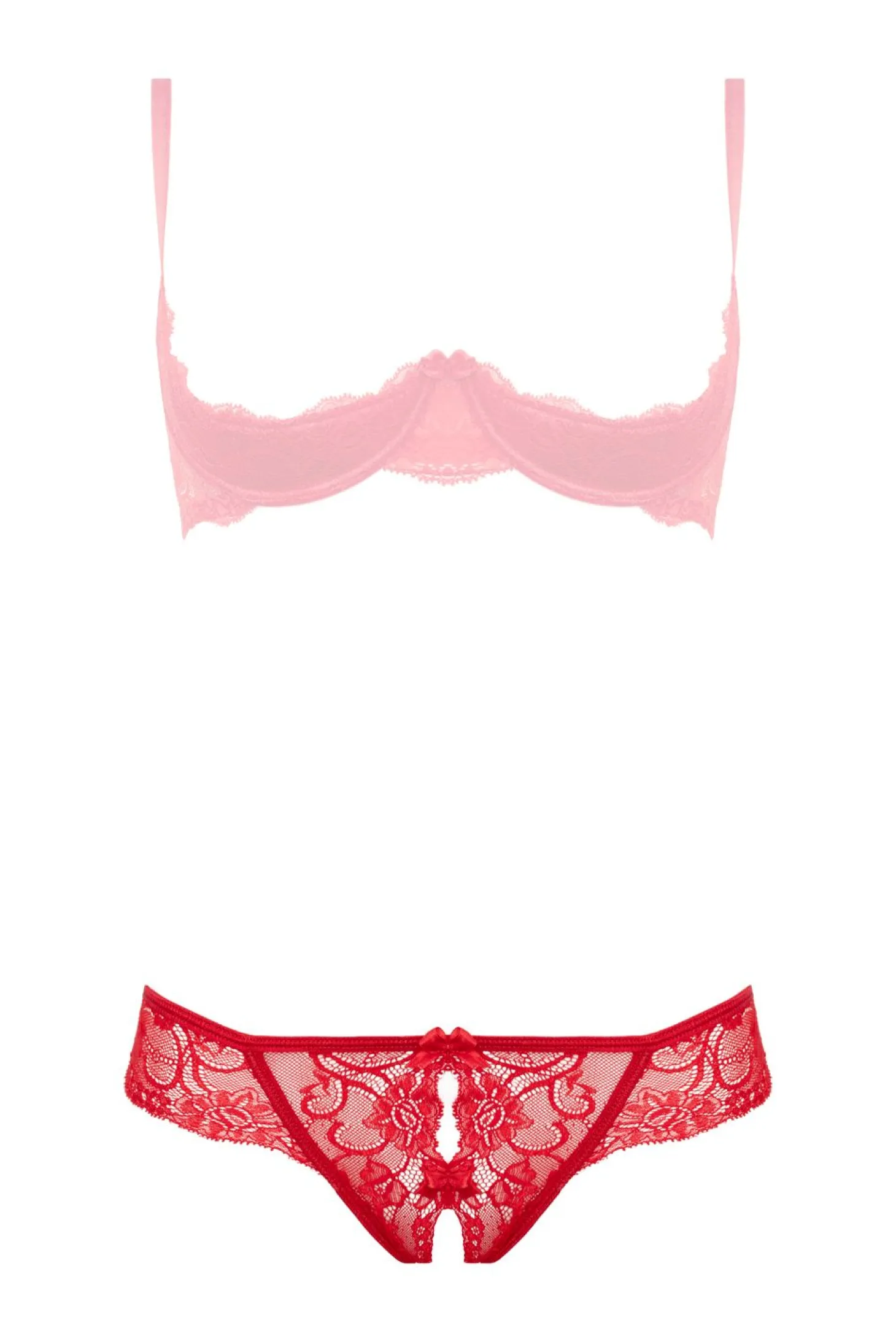 Christine - Kanten String Met Open Kruisje Marzia - Rood