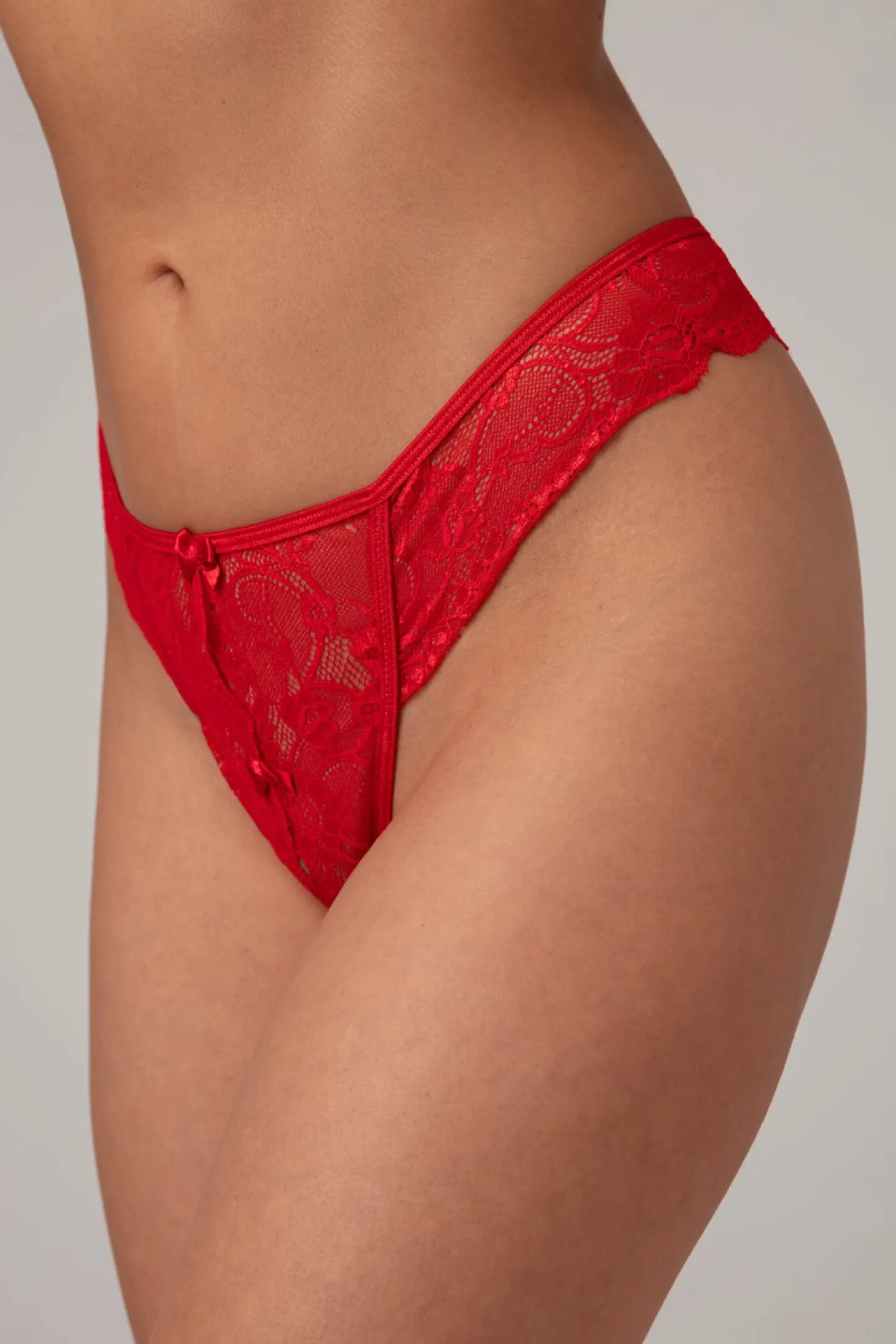 Christine - Kanten String Met Open Kruisje Marzia - Rood