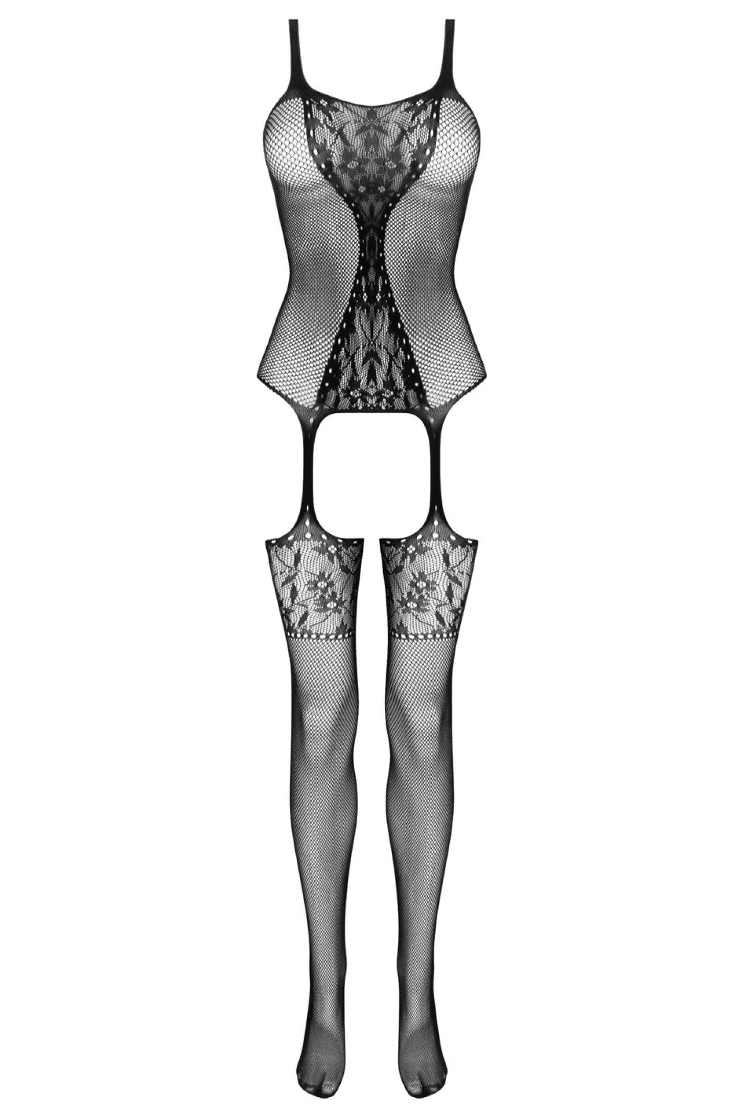 Christine - Kanten Visnet Jarretel Body