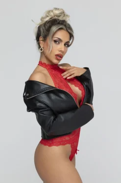 Christine - Open Crotch Body Eleonora - Rood
