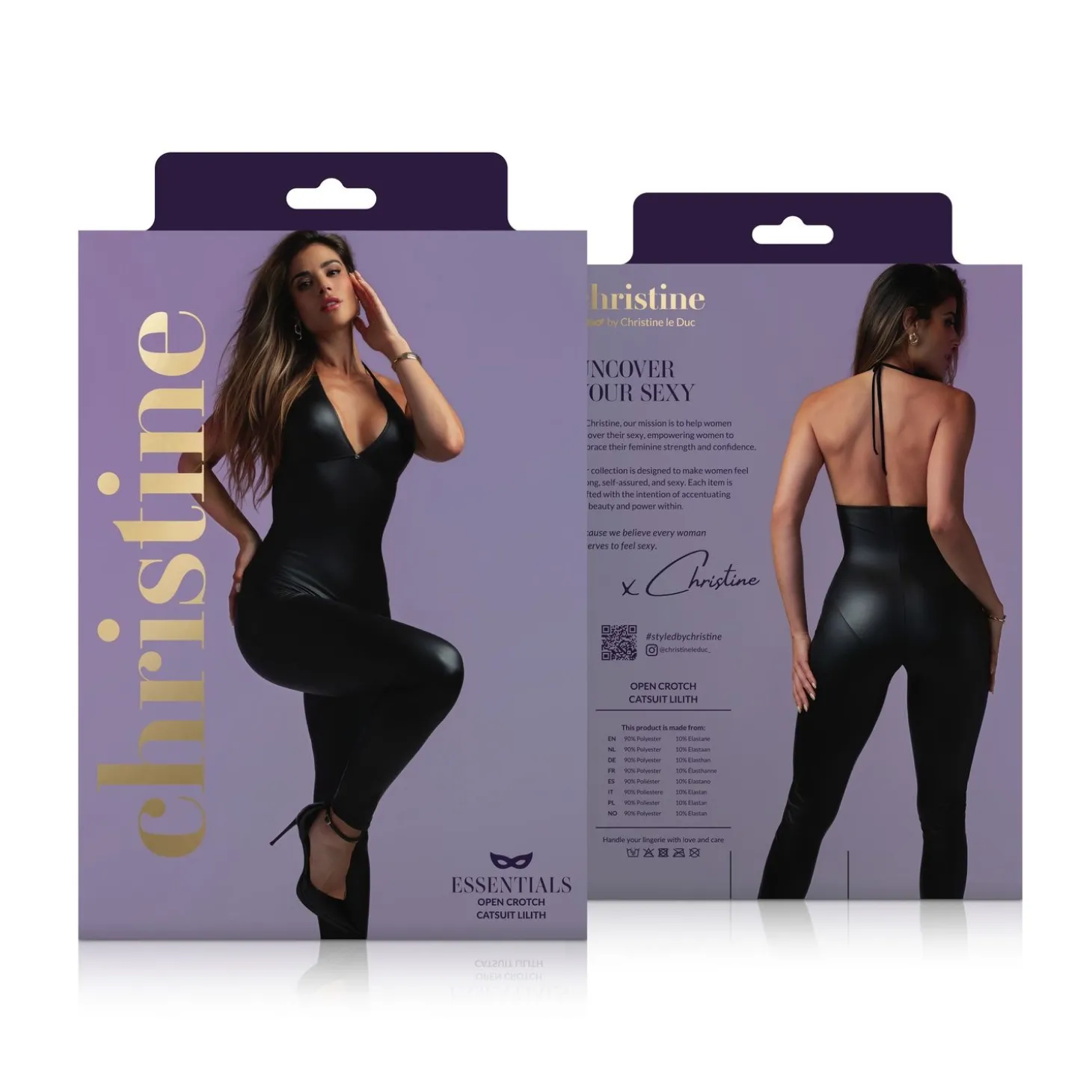 Christine - Open Crotch Catsuit Lilith - Zwart