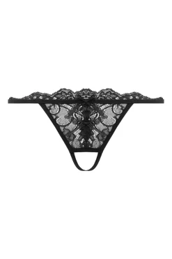 Christine - Open Crotch Thong Pixy - Zwart