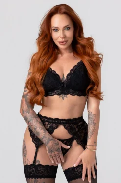 Christine - 3-Piece Open Crotch Set Tina - Zwart