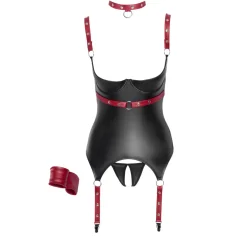 Cottelli Bondage – Kruisloze Set met Basque & String – Zwart