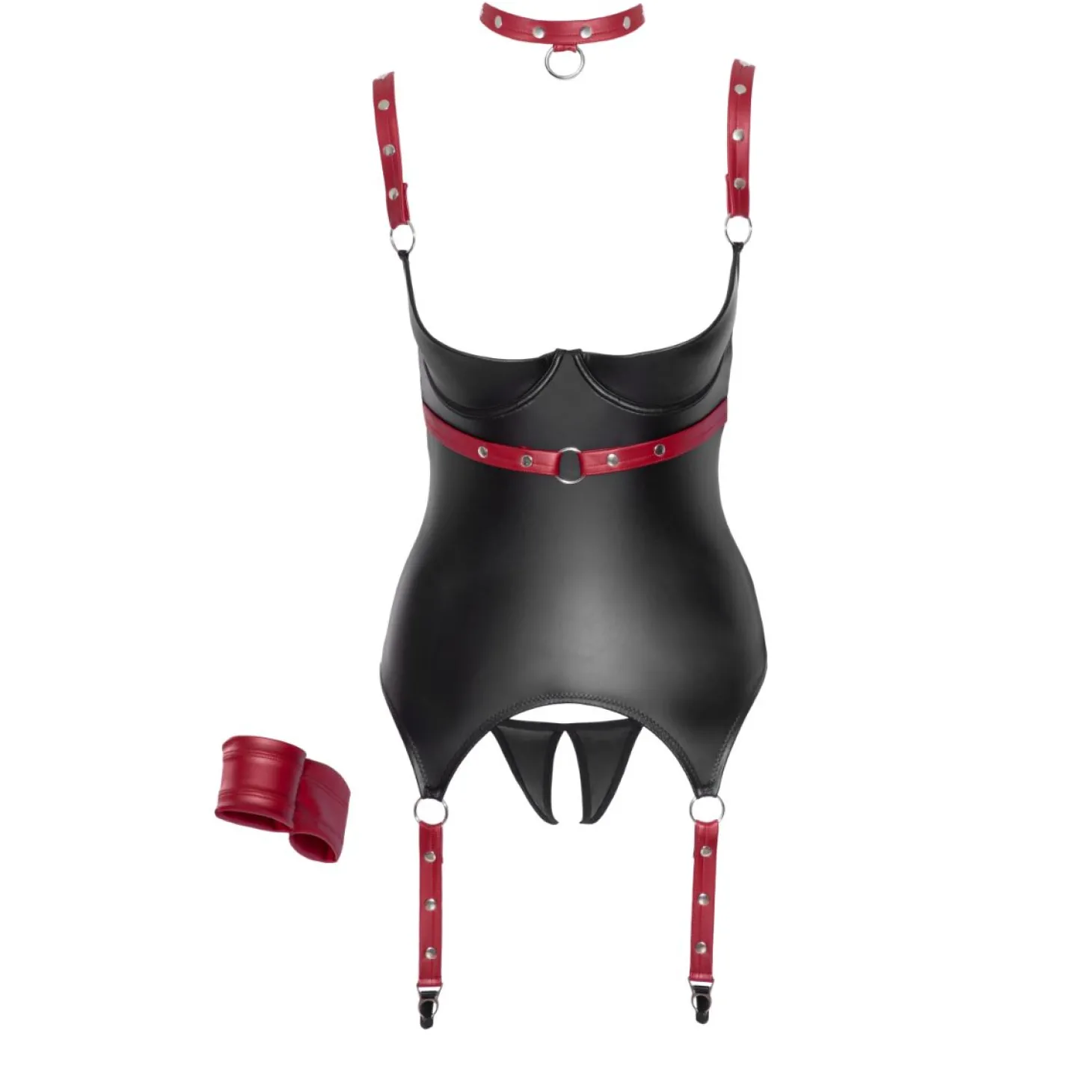 Cottelli Bondage – Kruisloze Set met Basque & String – Zwart