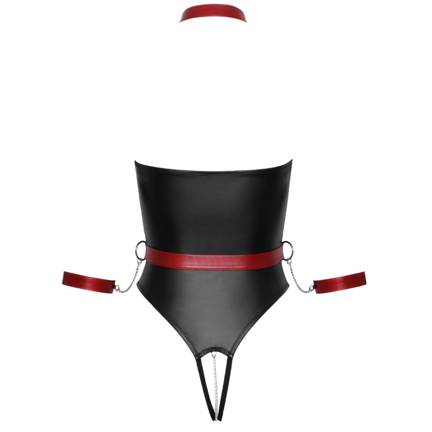 Cottelli Bondage - Stringbody met Bondage Details - Zwart/Rood
