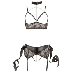Cottelli Collection - Bondage Lingerieset Met Jarretels