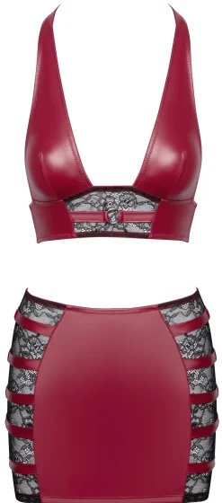 Cottelli PARTY – Crop Top & Mini Rok Set – Rood
