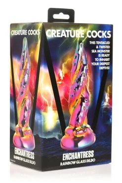 Creature Cocks - Betoverende Regenboog Glazen Dildo - Geel & Roze
