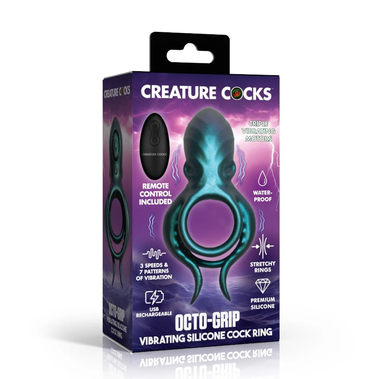 Creature Cocks - Octo Grip Vibrerende Penisring - Blauw
