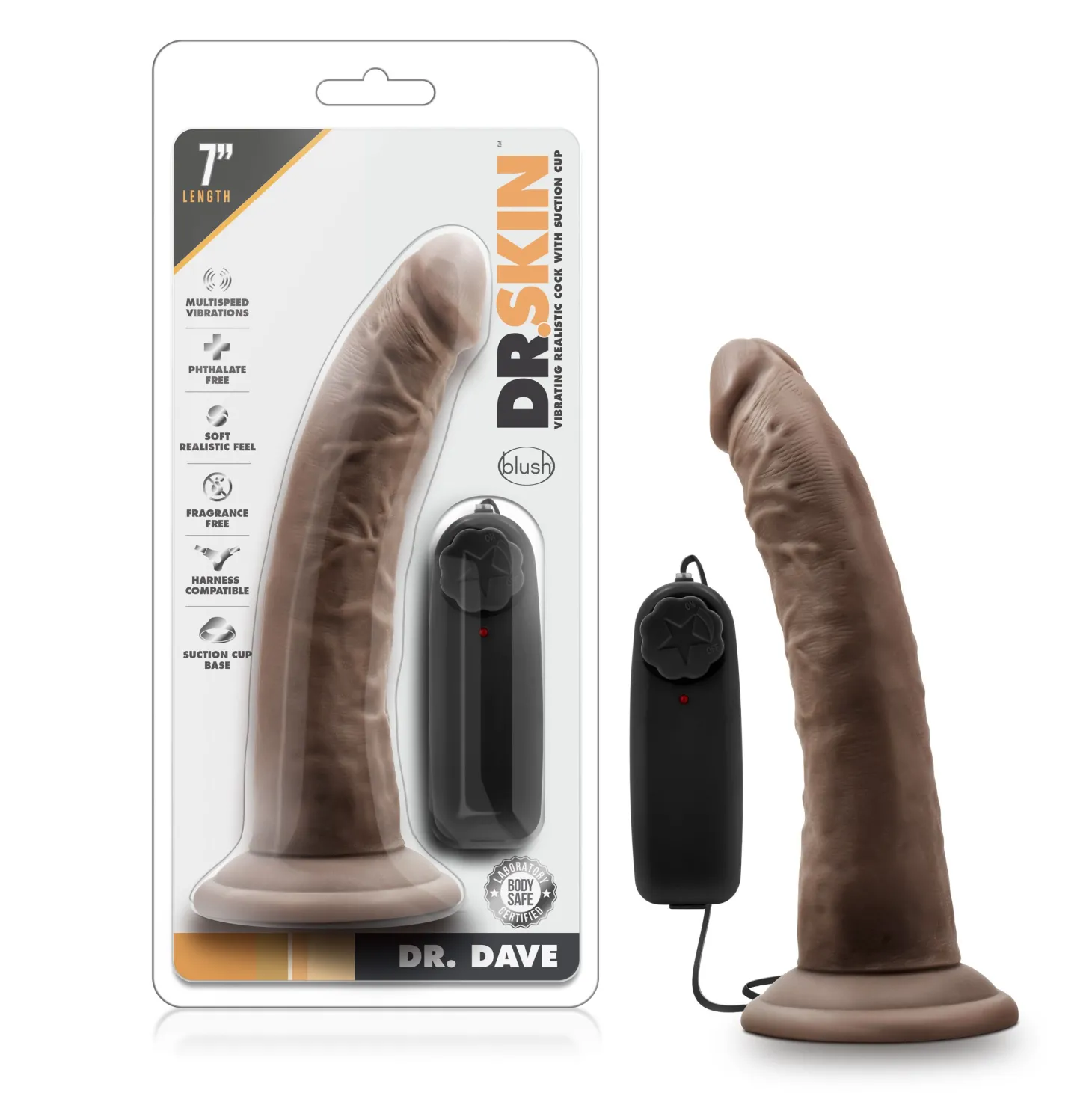 Dr. Skin - Dr. Dave Vibrator Met Zuignap - Chocolate