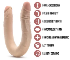 Dr. Skin – Plus 35,5 cm Buigzame Dubbele Dildo – Beige