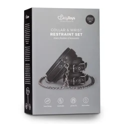 Easytoys Fetish - Kunstleren Halsband Met Handboeien - Zwart