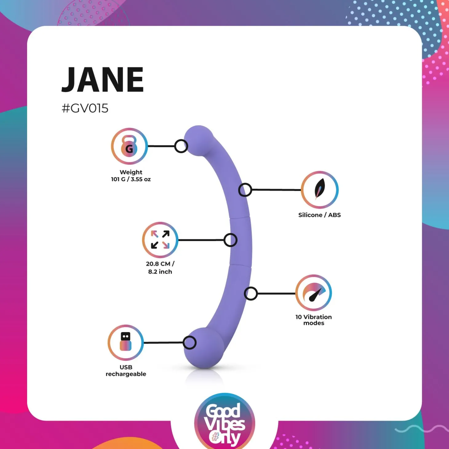 Good Vibes Only - Double End Vibrator Jane - Paars