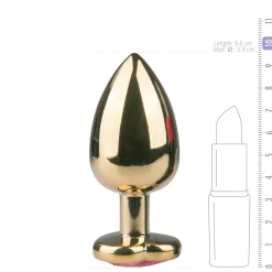 Grote buttplug met hart - Goud/Roze