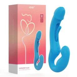 HoneyPlayBox - Harmony Duo App-bestuurde Strapless Strap-on - Blauw