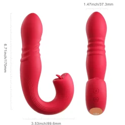 HoneyPlayBox - JOI Thrust 2 Druksensor App-bestuurde Stuwende G-spot Vibrator & Tong Clit Licker Rood
