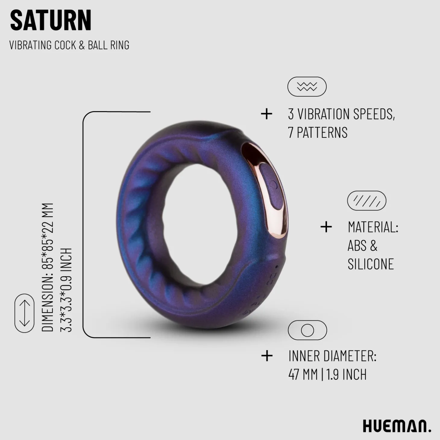 Hueman - Saturn Vibrerende Cock/Ball Ring