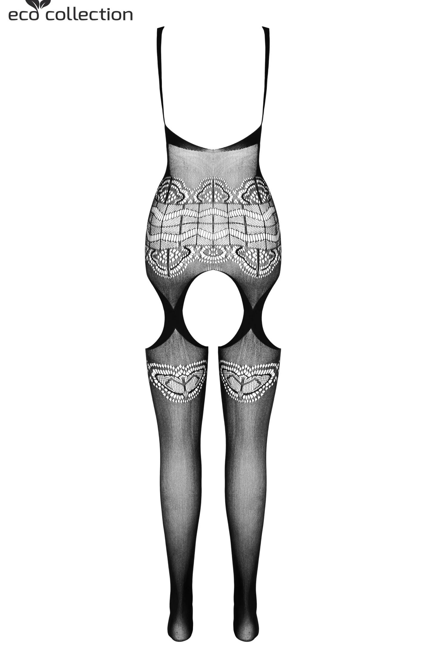 Jarretel Catsuit met design zwart