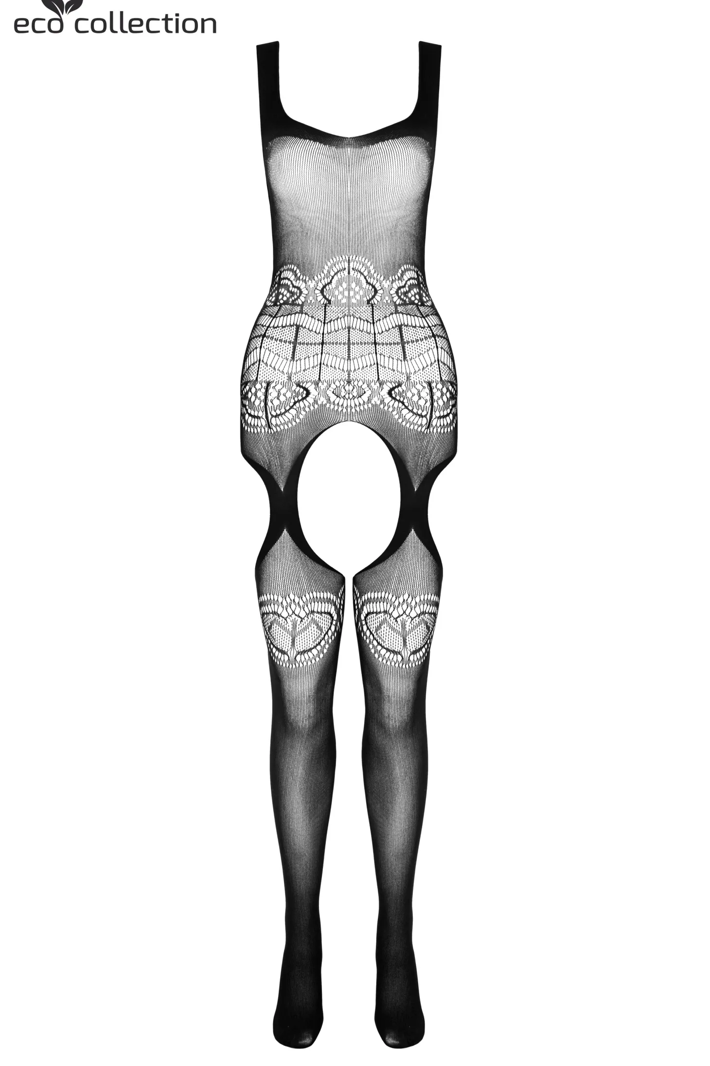 Jarretel Catsuit met design zwart