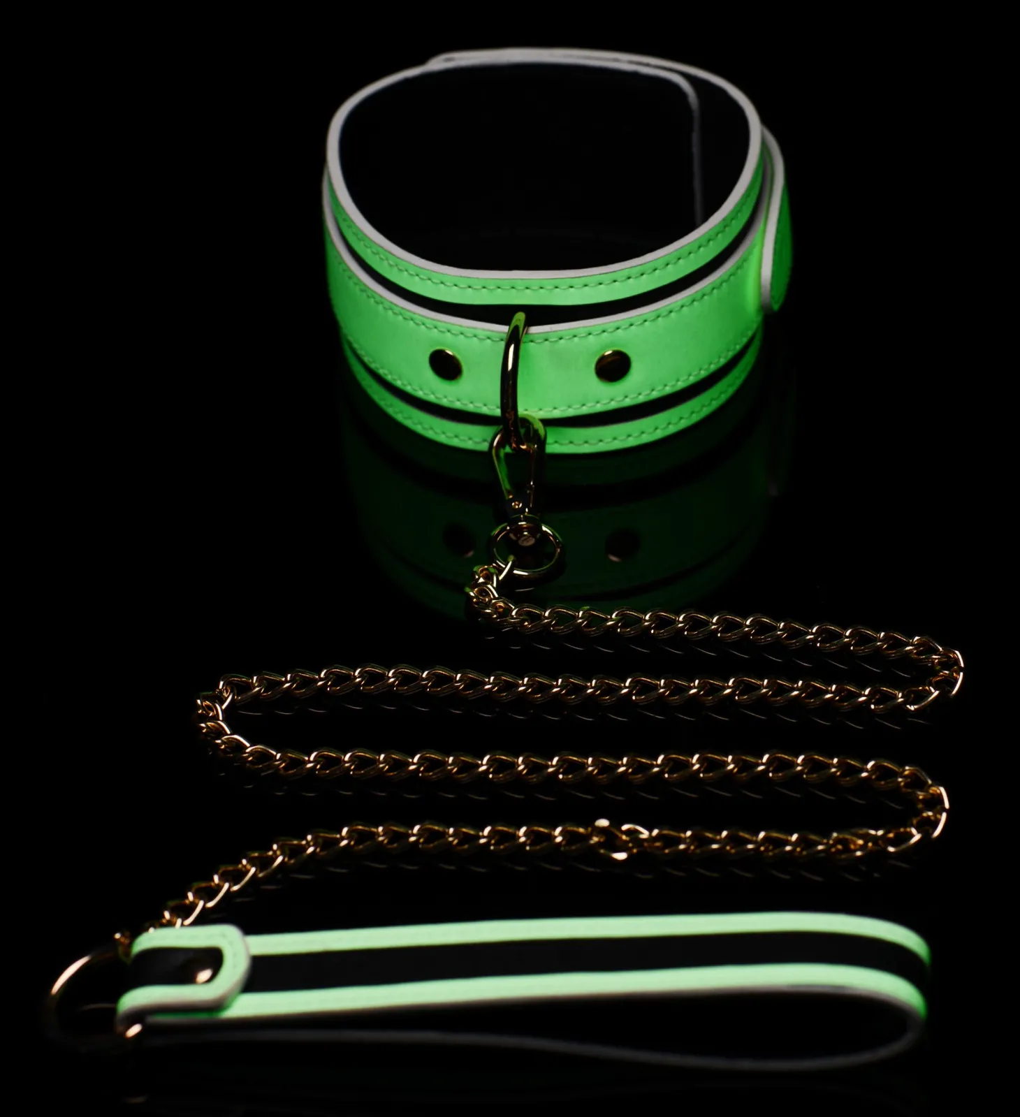 Kink in the Dark - Glow In De Dark Halsband Met Riem