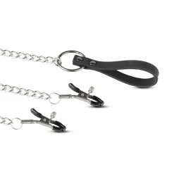 Kunstleren Halsband Met Ketting En Tepelklemmen