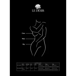 Le Désir - Gestreepte Visnet Jarretelgordel Queen Size - Zwart