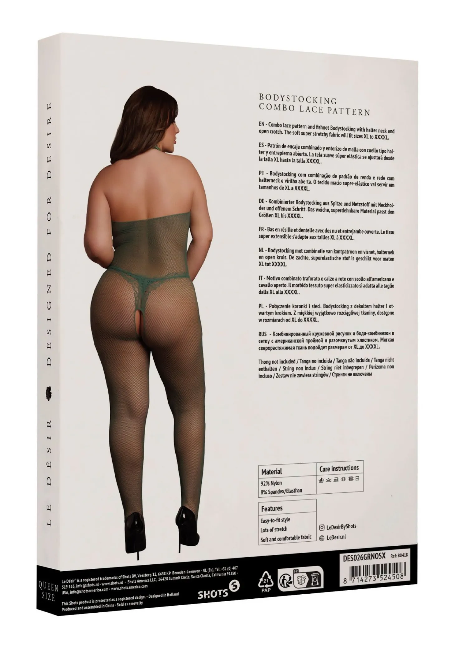 Le Désir - Kanten Visnet Catsuit - Groen