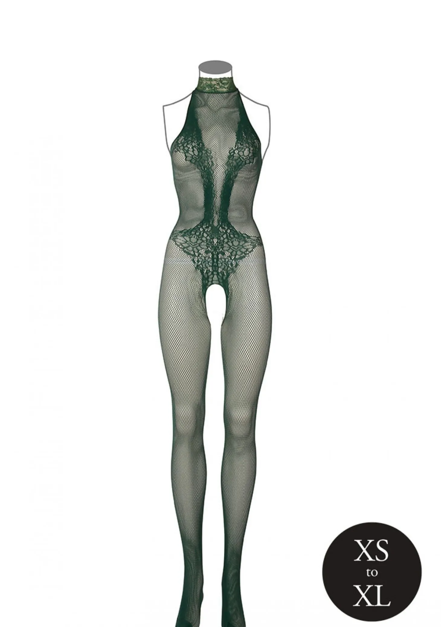 Le Désir - Kanten Visnet Catsuit - Groen