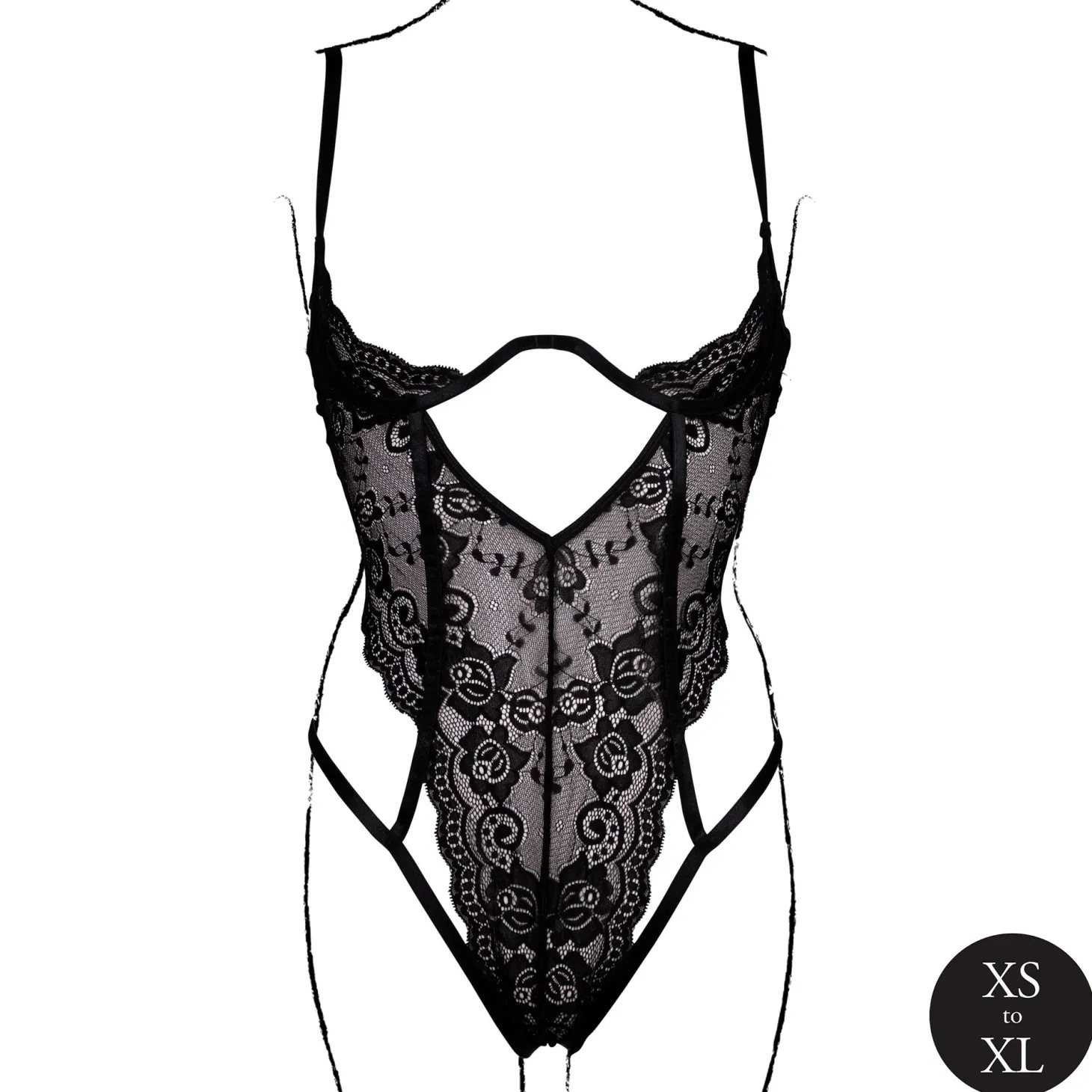 Le Désir – Open Cup Bodysuit met Beugel - Zwart