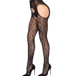 Leg Avenue - Bloom Net Suspender Tights - Zwart