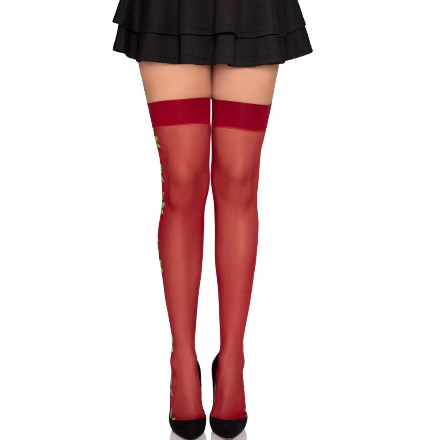 Leg Avenue - Thigh Highs with Roses - Rood