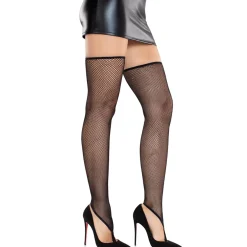 Leg Avenue - Toe Loop Fishnet Thigh Highs - Zwart