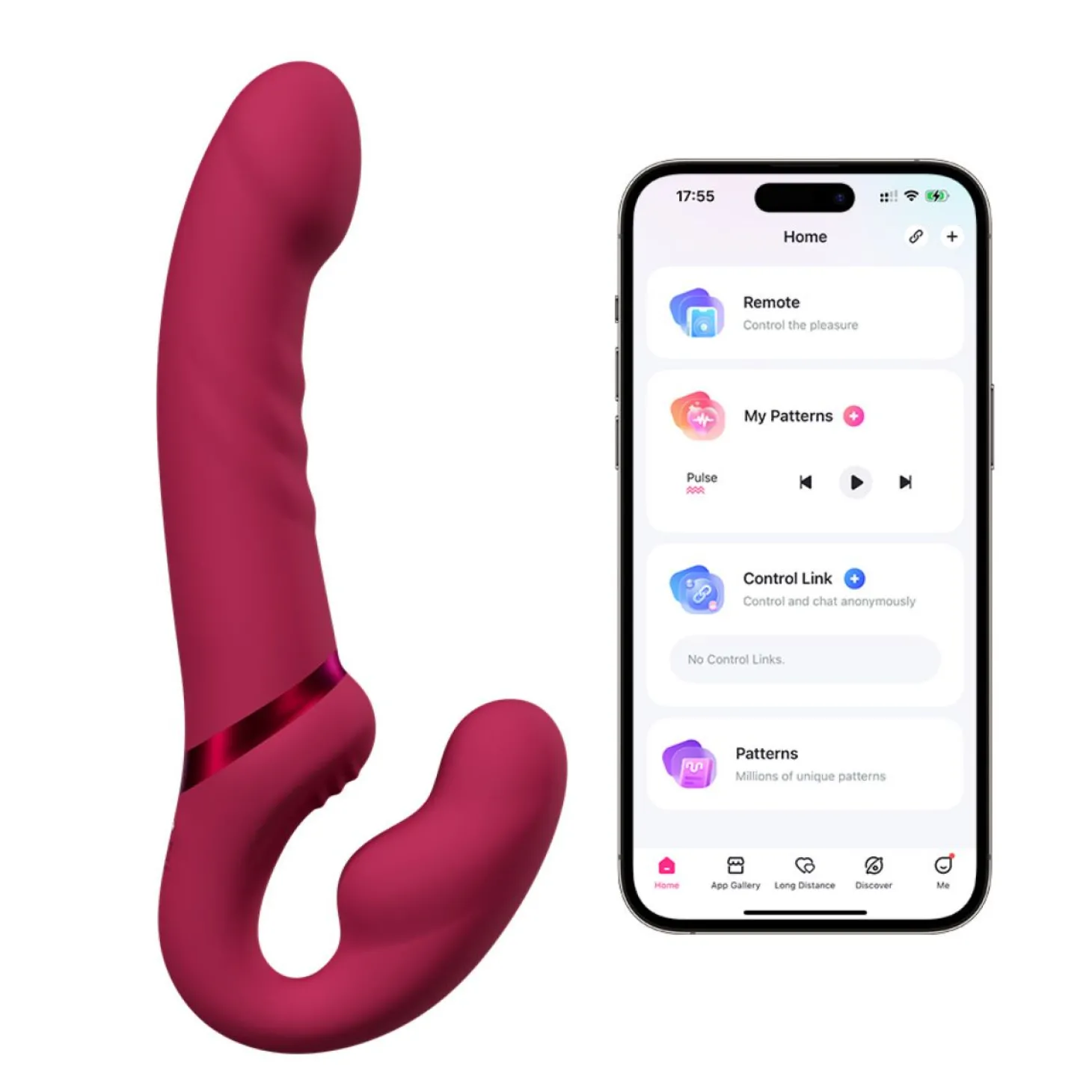 Lovense - Lapis Strapless Strap-on Vibrator - Roze