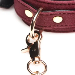 Master Series - 6-delige BDSM Suede Boeienset Met Collar En Riem - Bordeaux