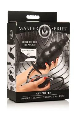 Master Series - Geribbelde Opblaasbare Anaalplug - Zwart